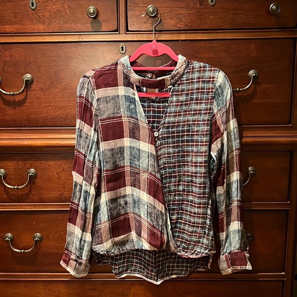 Vintage Havana Plaid Crossover Top